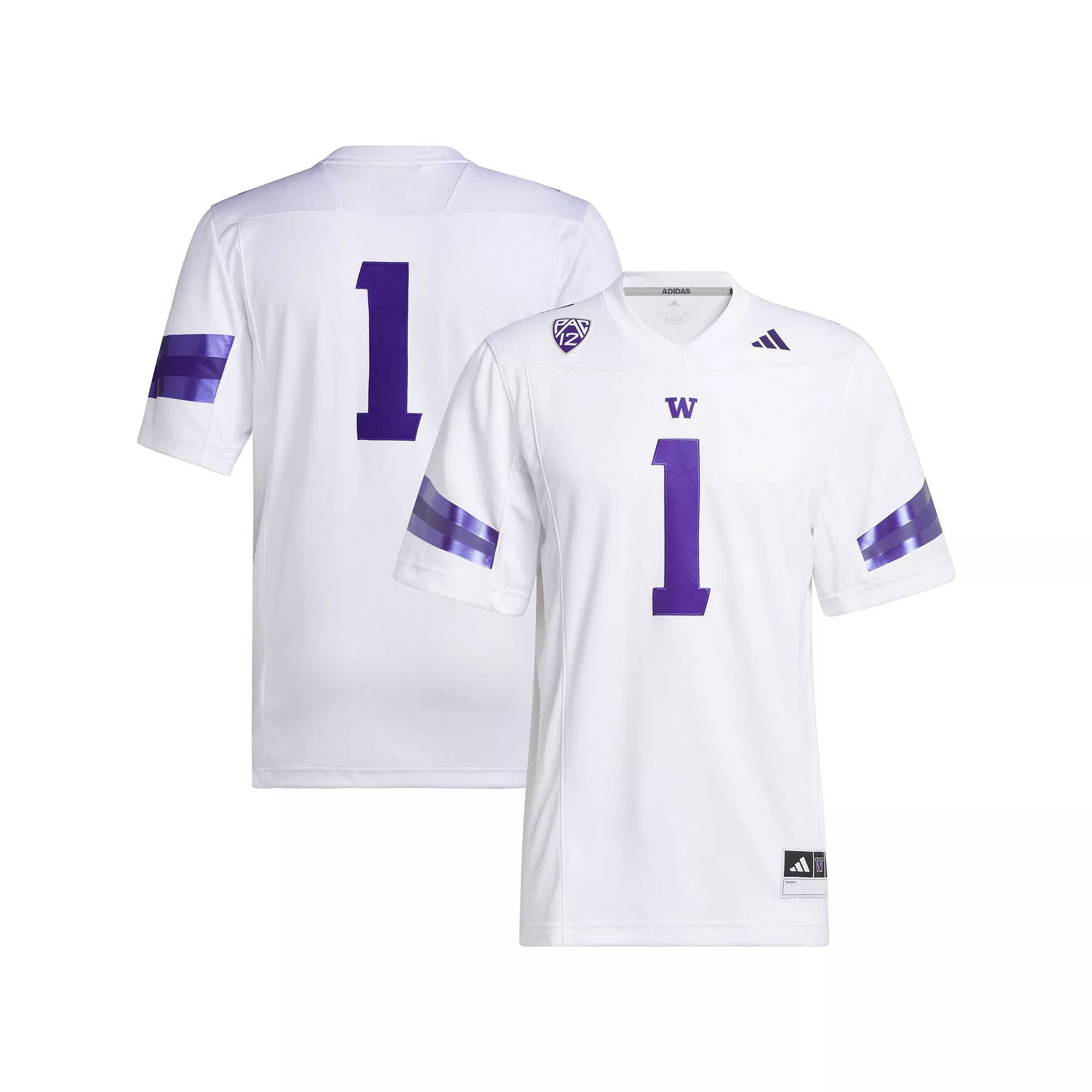 Men's adidas #1 White Washington Huskies Premier Football Jersey, Size: 2XL Product Image