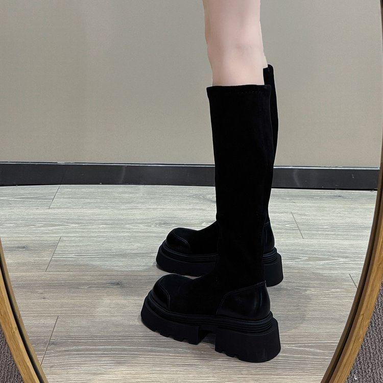 Cap Toe Platform Tall Boots Product Image