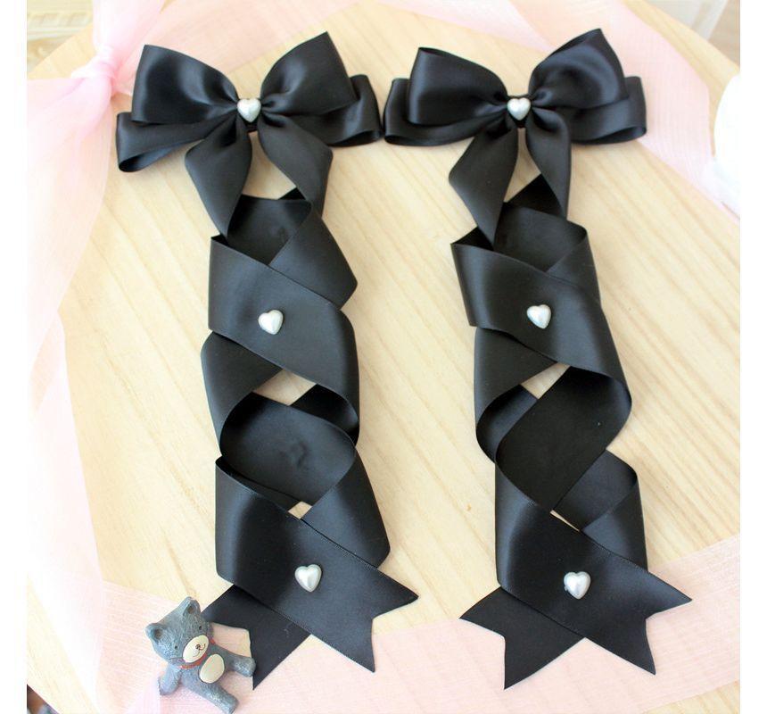 Set of 2: Bow Heart Faux Pearl Hair Clip Product Image