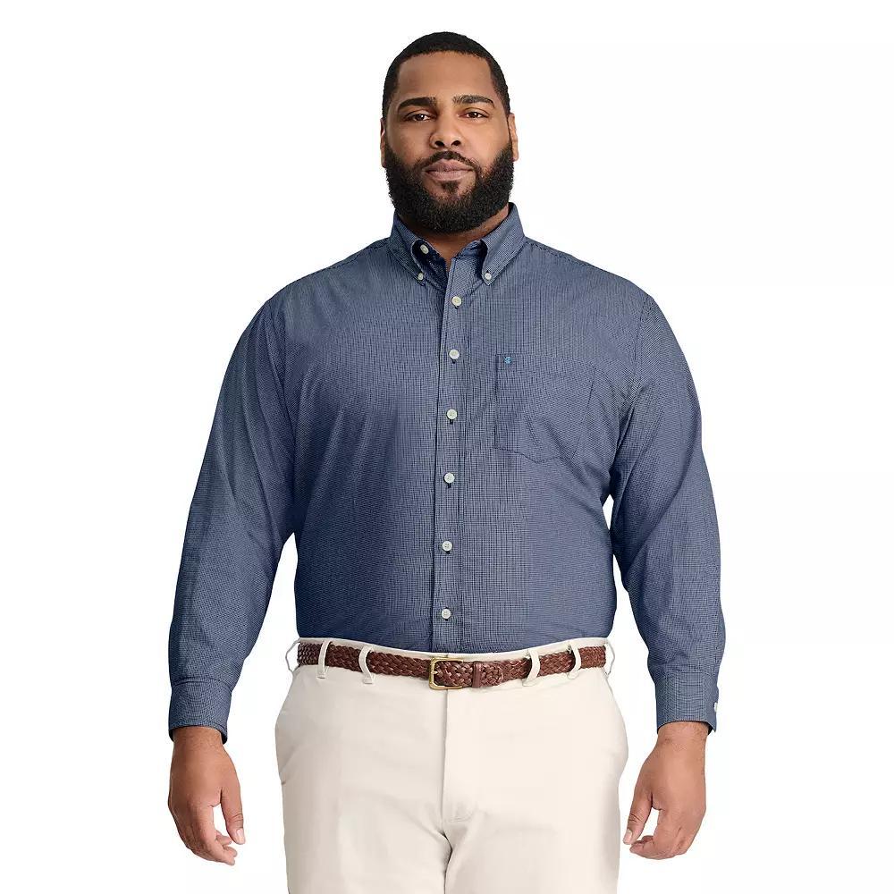 Big & Tall IZOD Performance Long Sleeve Plaid Button Down Shirt, Mens Product Image