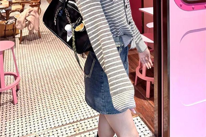 Striped Button-Up Cardigan Product Image