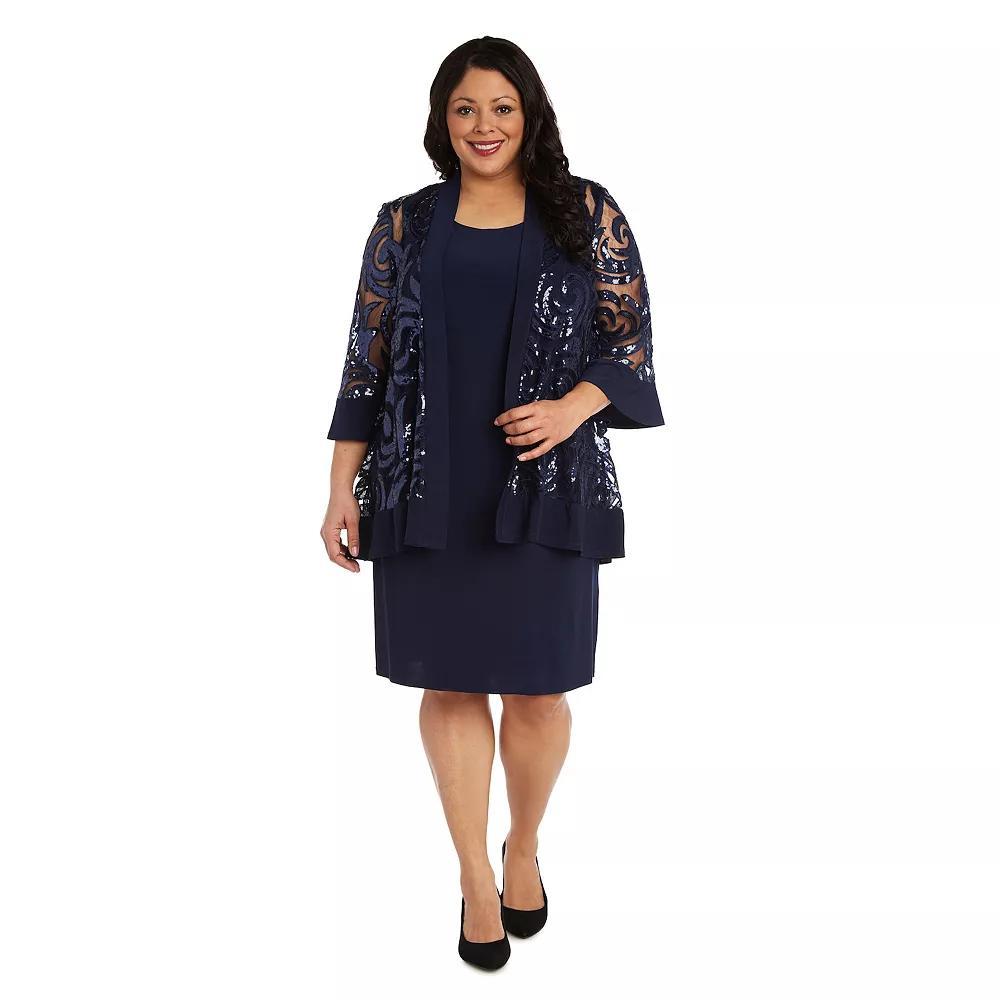 Plus Size R&M Richards Jacket & Dress Set, Women's, Size: 22 W, Blue Product Image