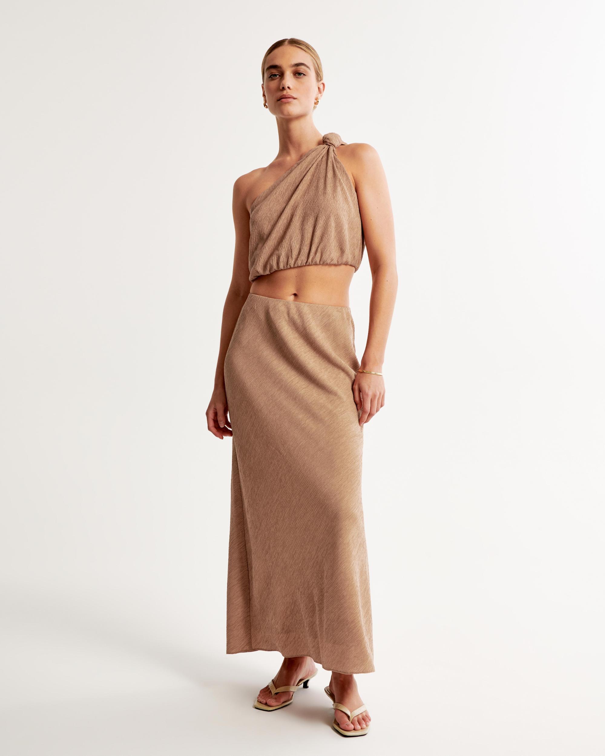 Crinkle Textured Column Maxi Skirt Product Image