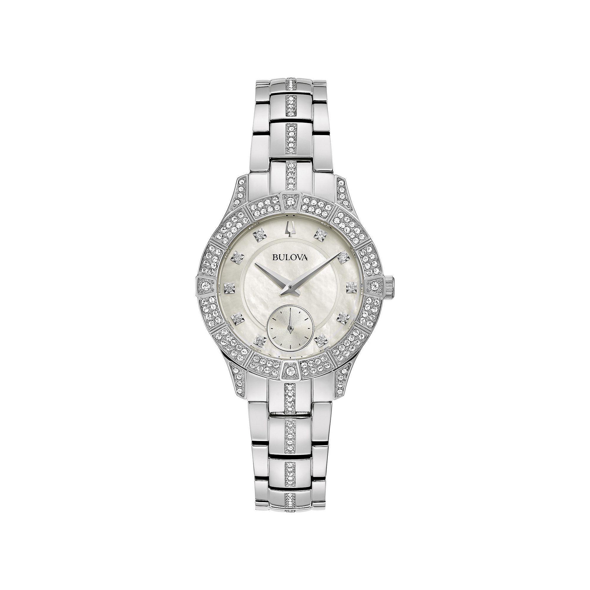 Bulova Womens Crystal Bracelet Watch - 96L291 Silver Product Image