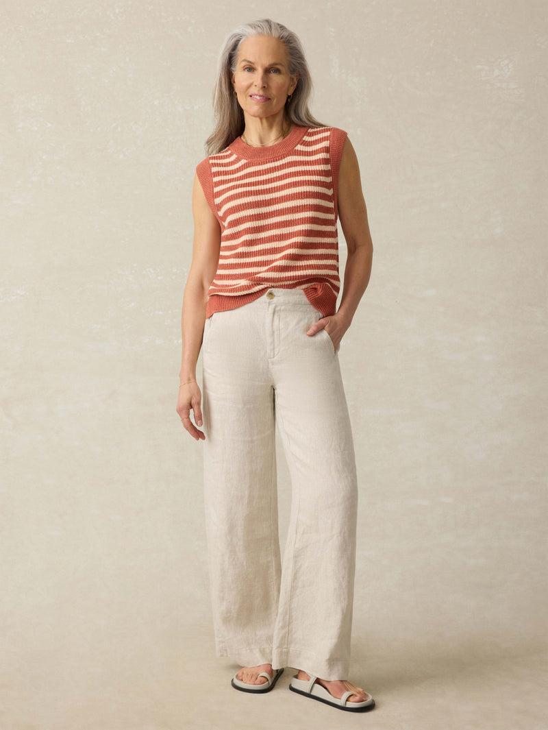 Miramar Linen Sweater Tank - Sandstone Stripe Product Image