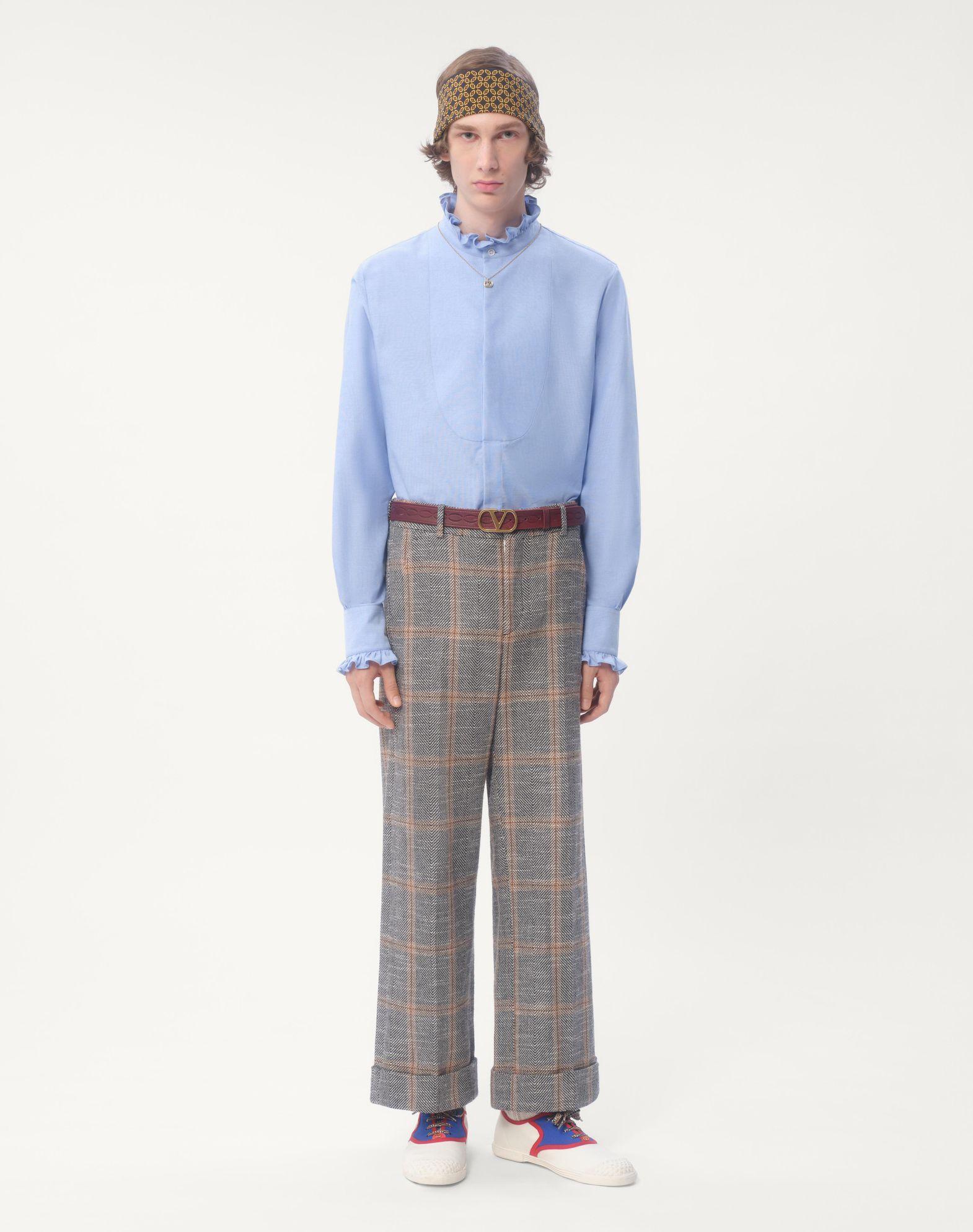 Cotton Shirt With Plastron And Ruffles Product Image