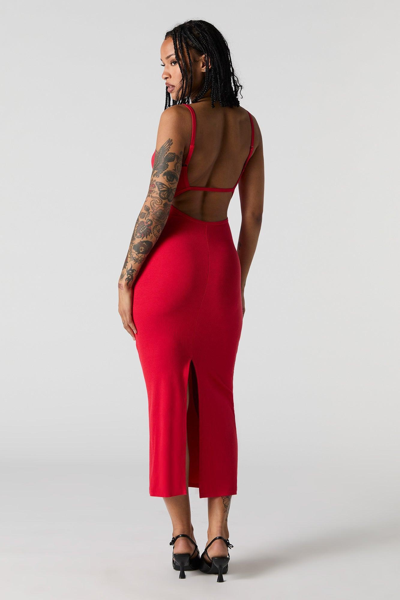 Ribbed Back Cut-Out Midi Dress Female Product Image