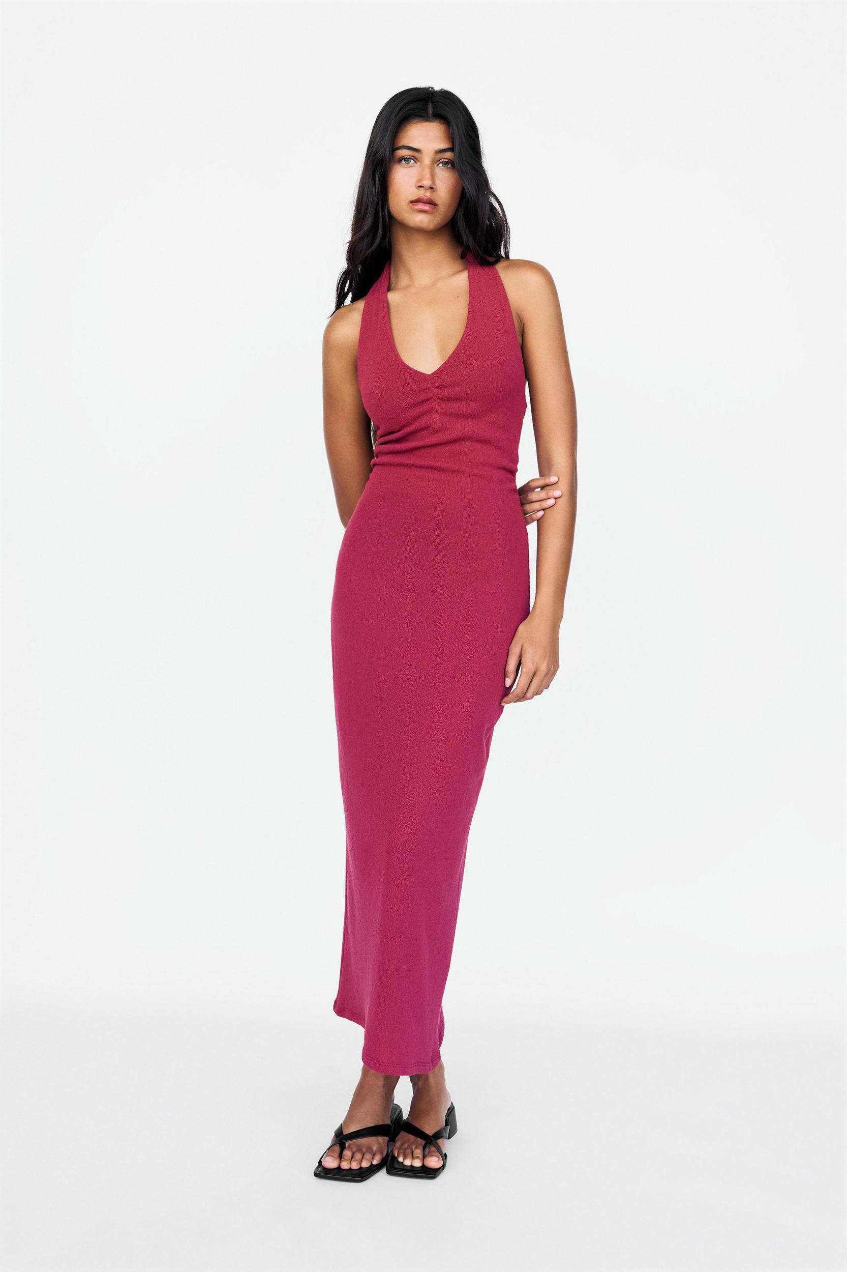 Knit racer-neck midi dress Product Image