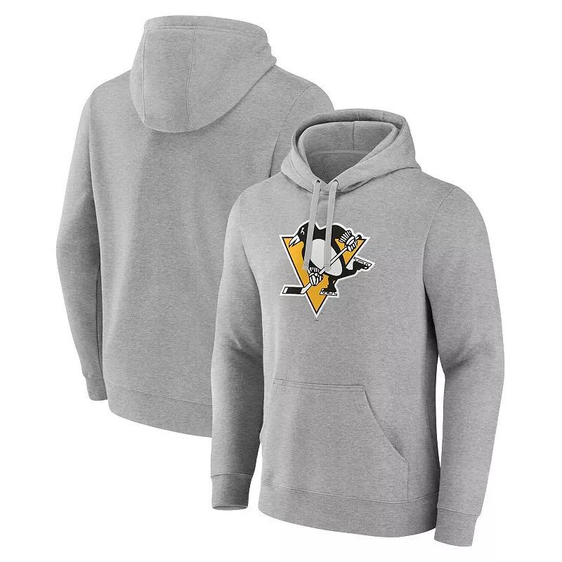 Men's Fanatics Branded Heather Gray Pittsburgh Penguins Primary Logo Pullover Hoodie, Size: Small, Grey Product Image