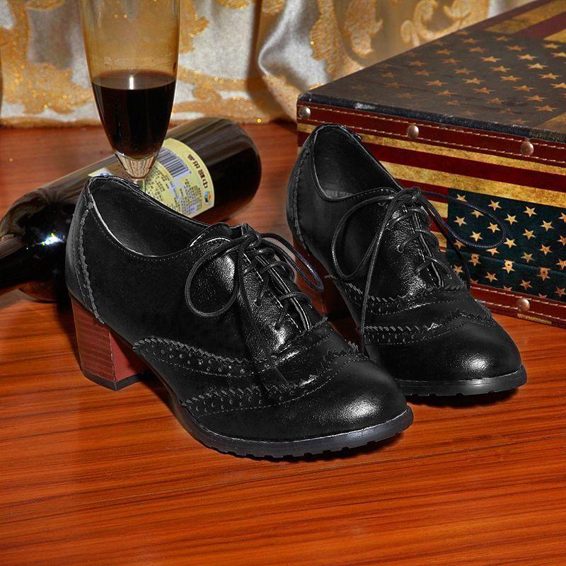 Block Heel Oxford Shoes Product Image
