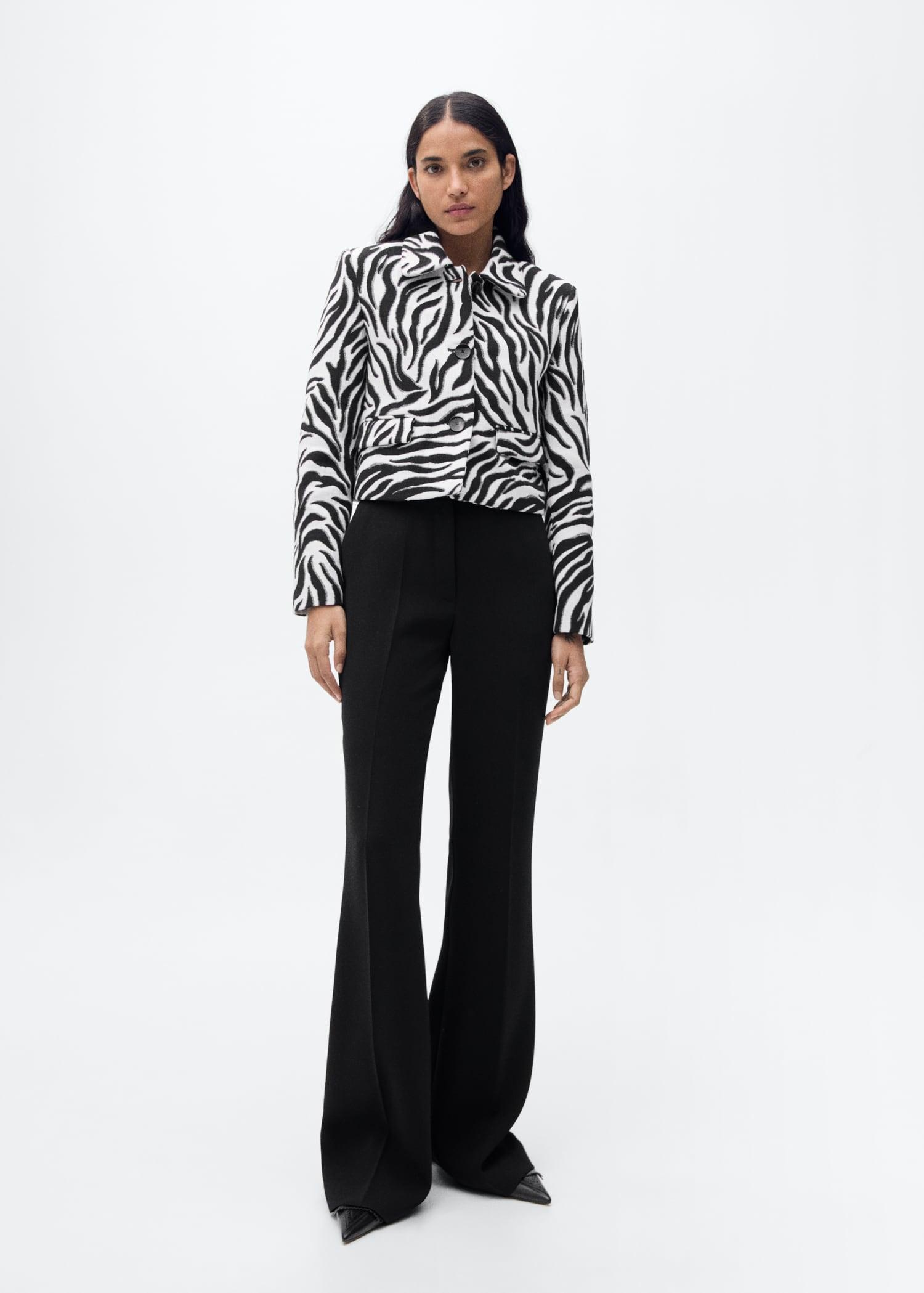 Zebra-print jacket with buttons - Women | MANGO USA Product Image