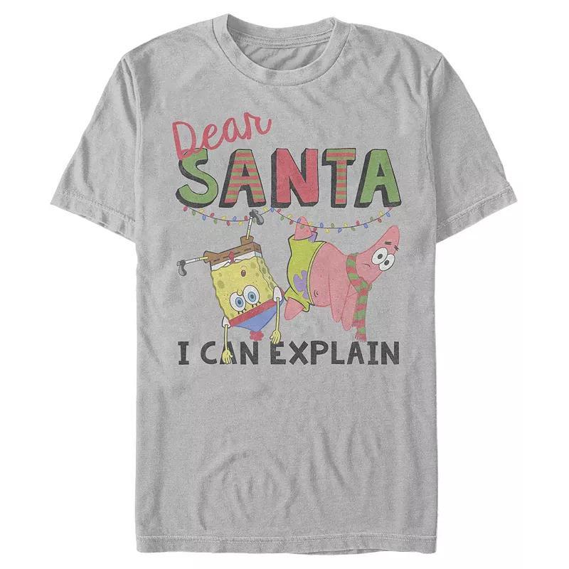 Men's SpongeBob SquarePants Santa I Can Explain Tee, Size: Medium, Silver Product Image