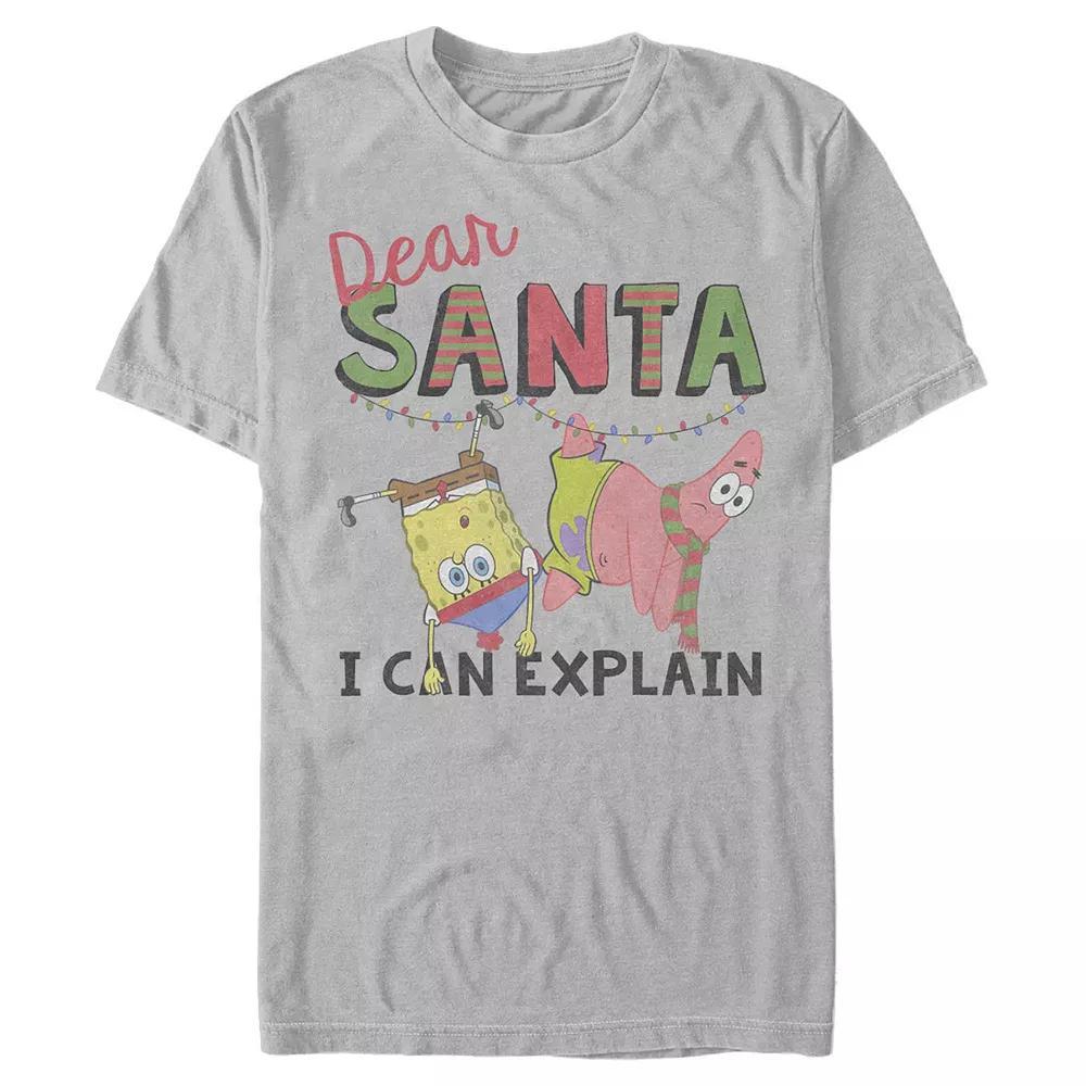 Men's SpongeBob SquarePants Santa I Can Explain Tee, Size: Medium, Silver Product Image