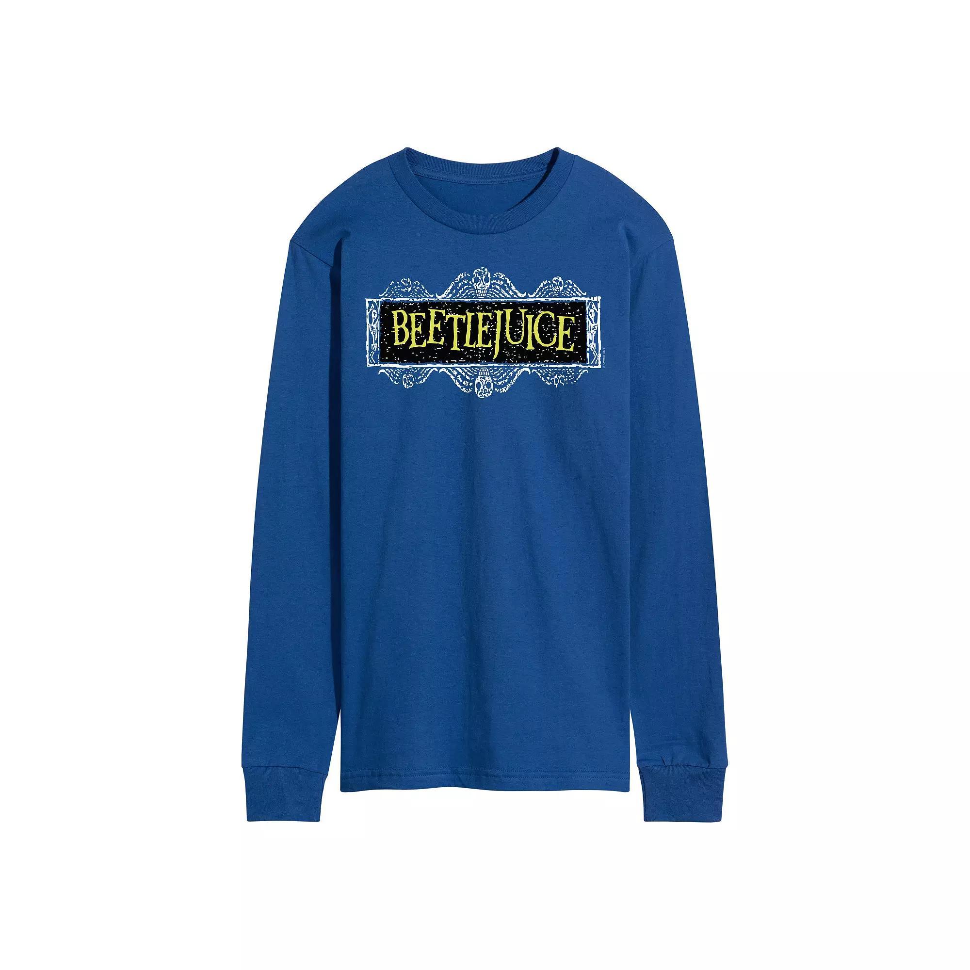 Men's Beetlejuice Logo Long Sleeve Tee, Size: XXL, Blue Product Image