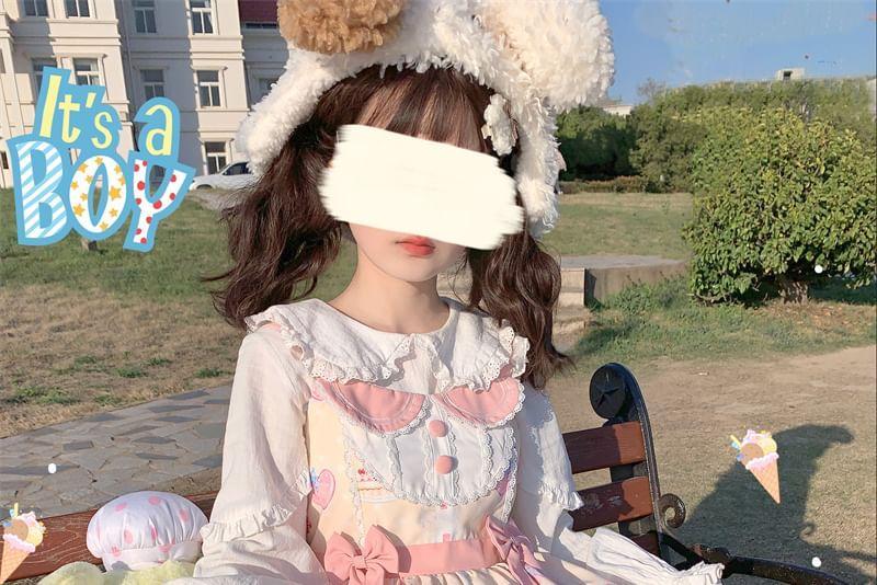 Rabbit Print Lace Ruffle Midi Lolita Pinafore Dress / Petticoat Product Image