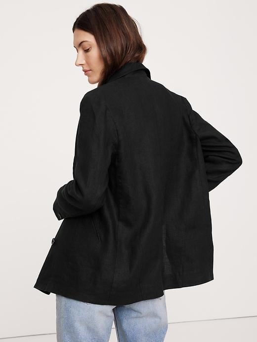 Relaxed Double-Breasted Linen Blazer Product Image