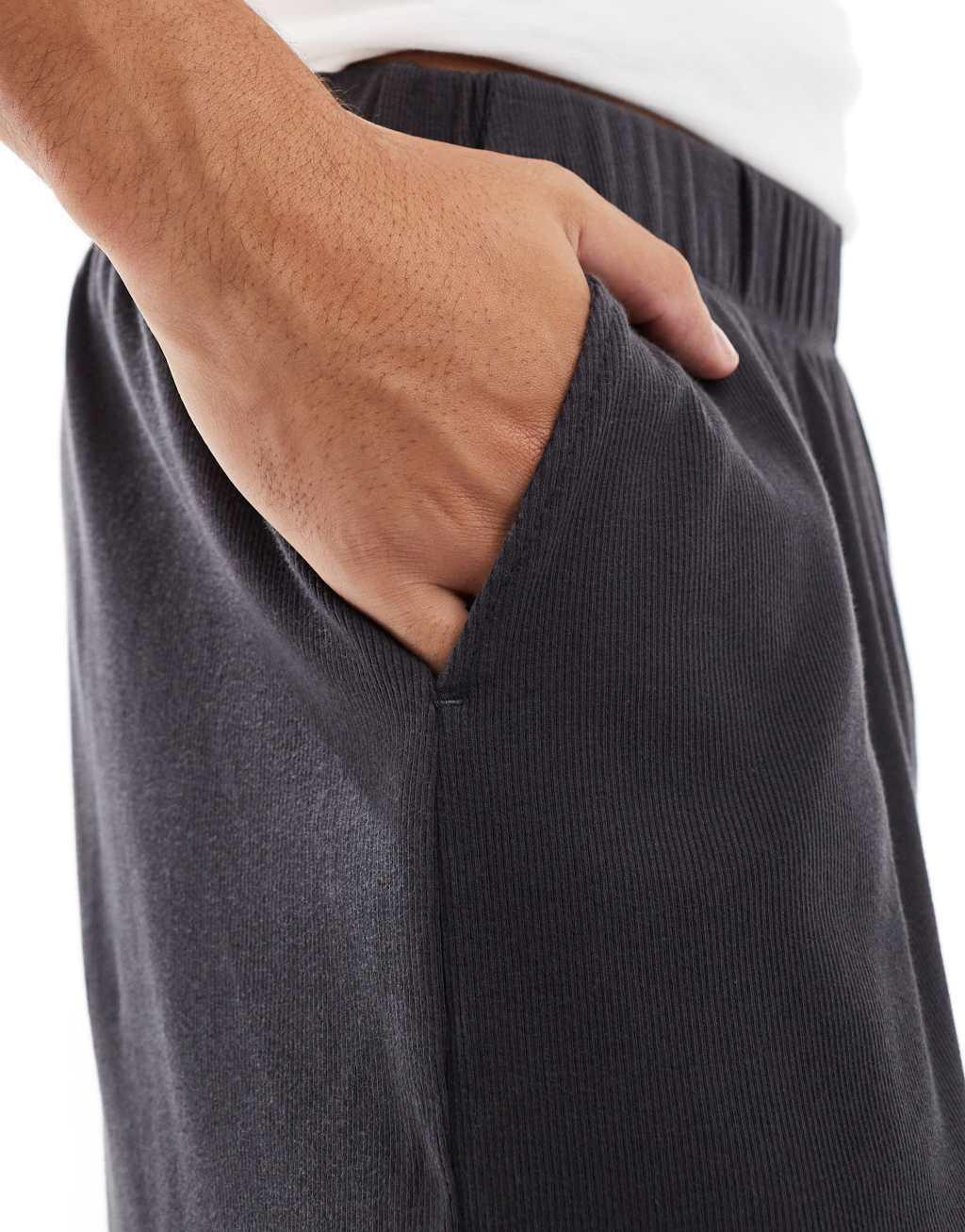 ASOS DESIGN capsule collection rib lounge short in charcoal Product Image