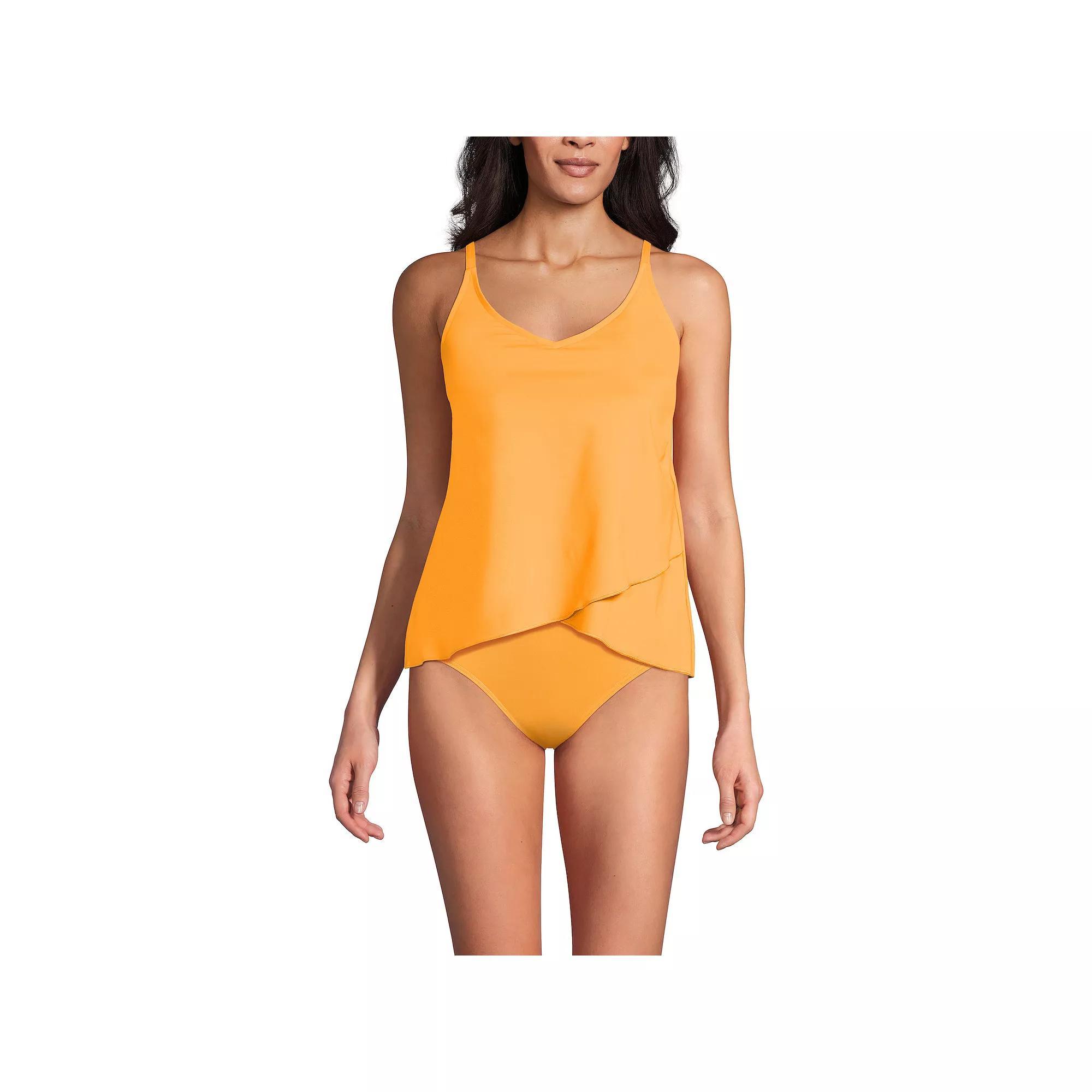 Womens Lands End Chlorine Resistant Tulip Hem Tankini Swimsuit Top Sweet Orange Product Image