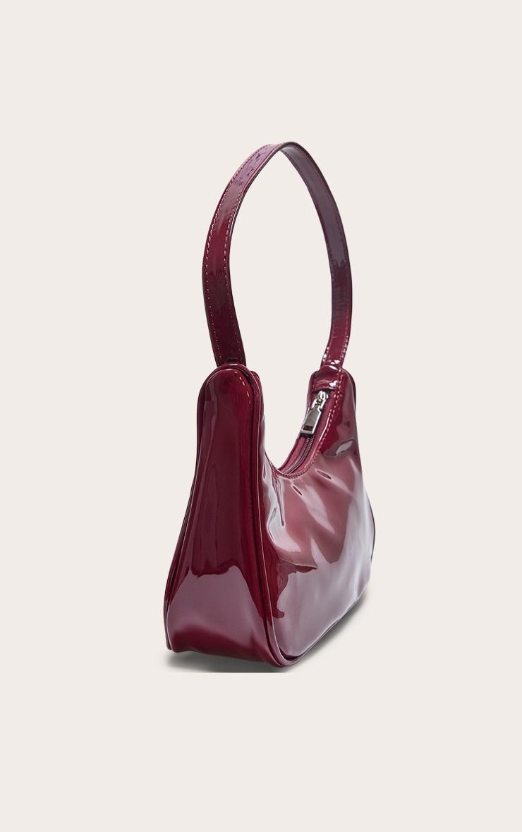 Burgundy Patent PU Basic Shoulder Bag Product Image