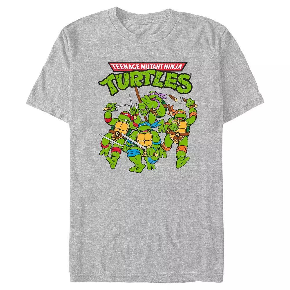 Men's Teenage Mutant Ninja Turtles Power Poster Graphic Tee, Size: XS, Athletic Grey Product Image