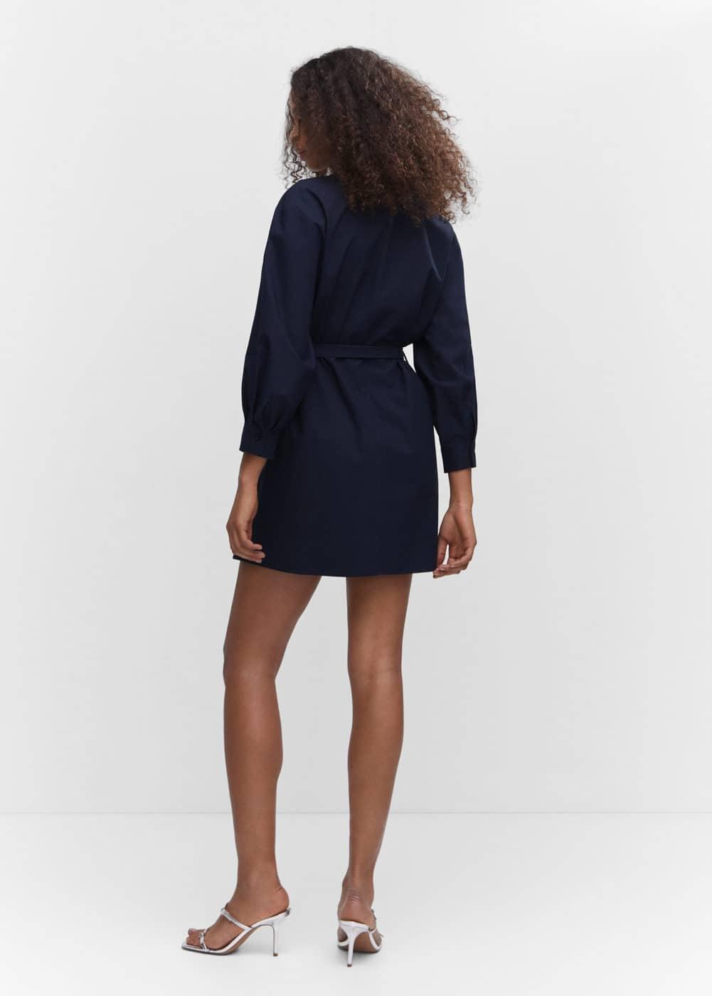 Mango cinched tie waist shirt dress Product Image