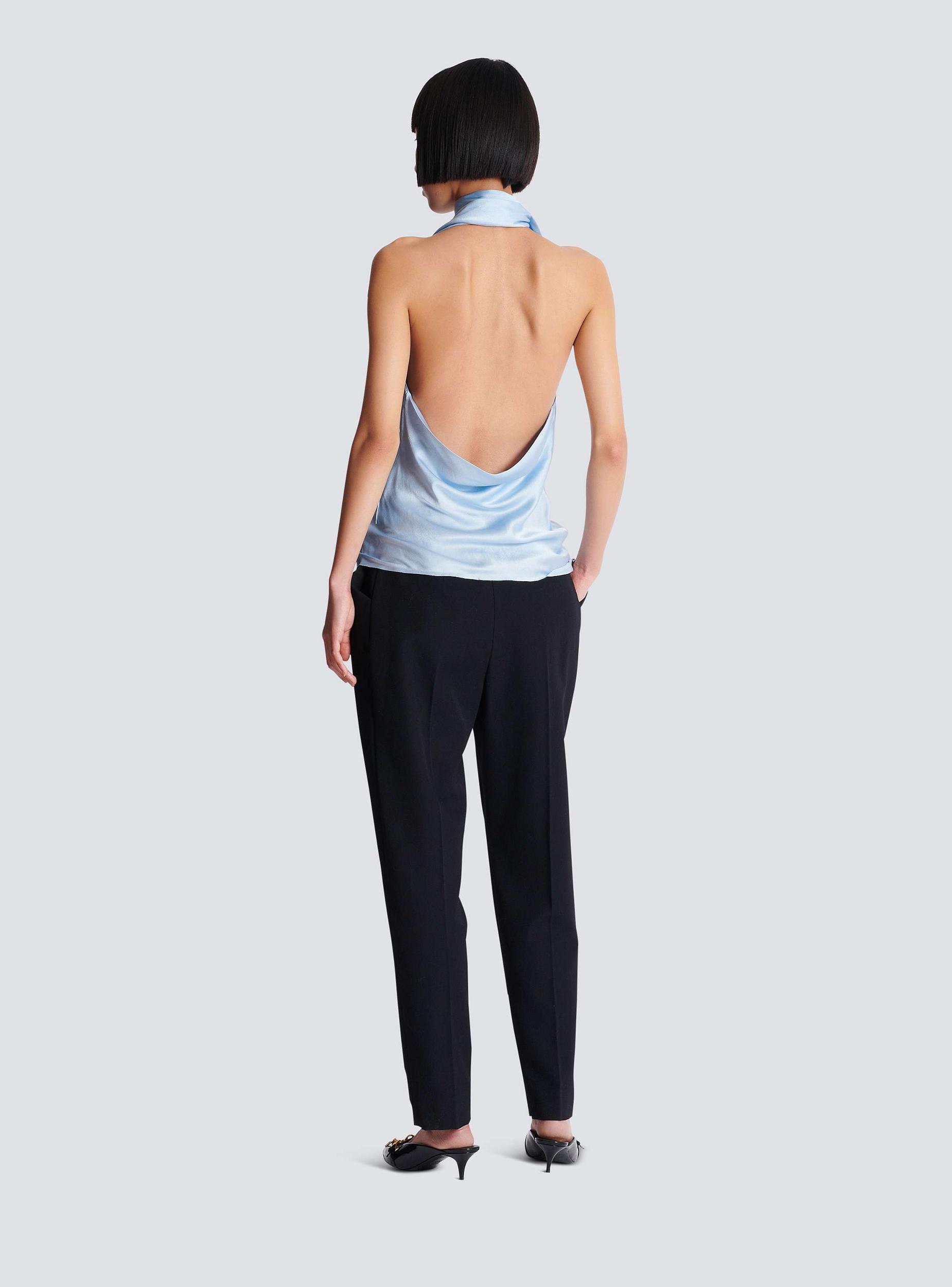 Backless fringed satin top Product Image