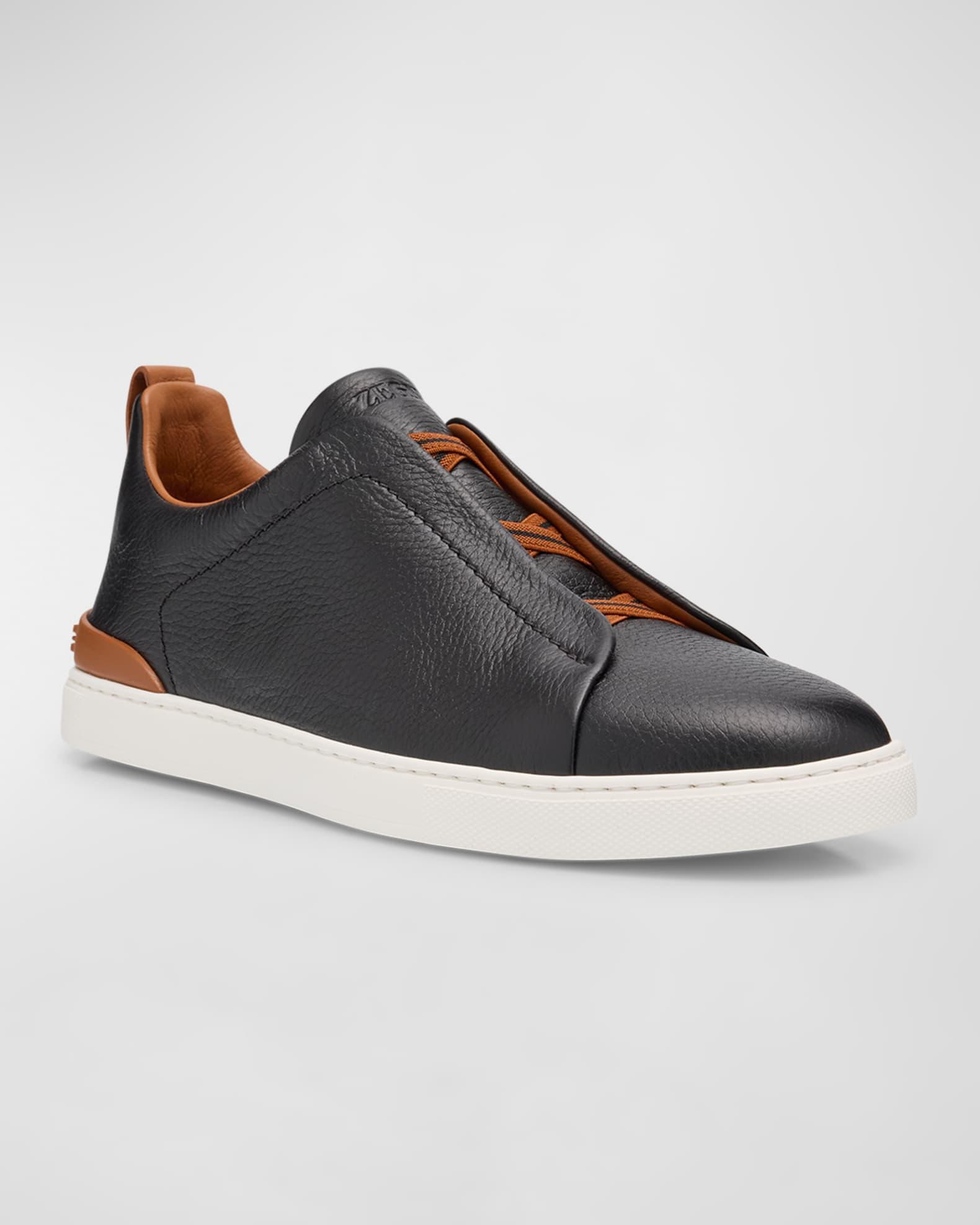 Men's Triple Stitch Deerskin Leather Sneakers Product Image