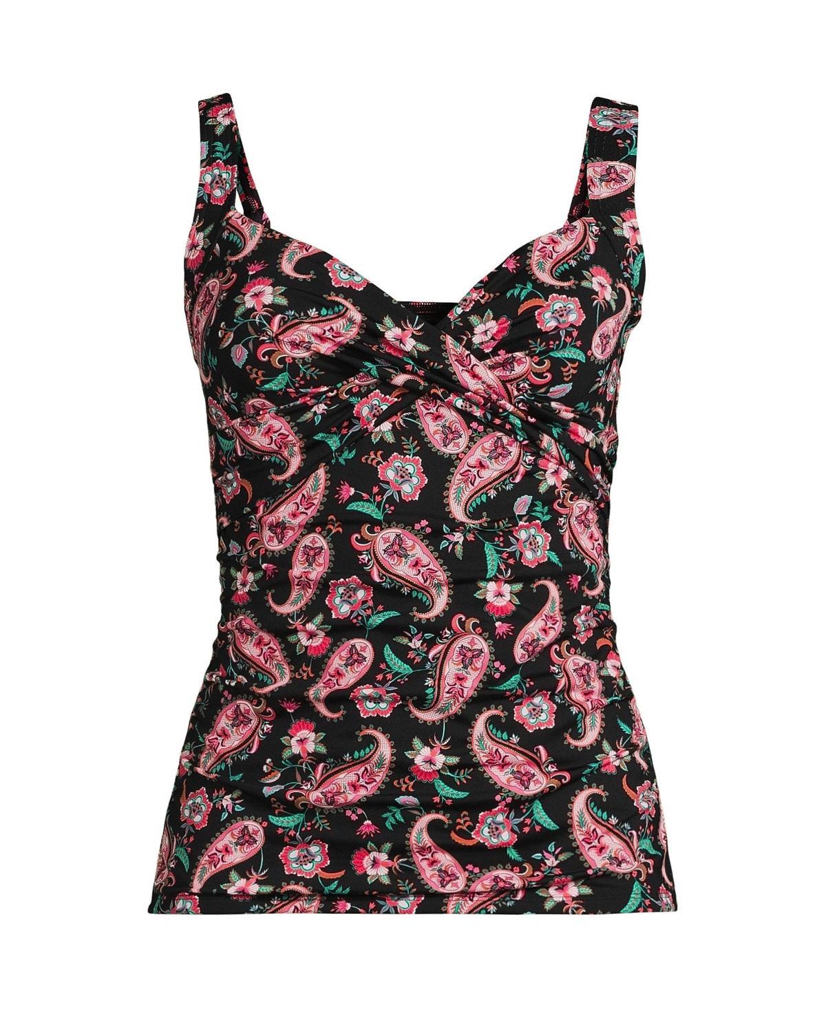 Women's Lands' End Surplice Underwire Tankini Swimsuit Top, Size: 14, Rich Brown Product Image