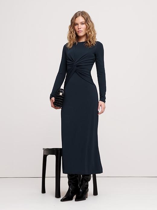 Jersey Knit Twist-Front Maxi Dress Product Image