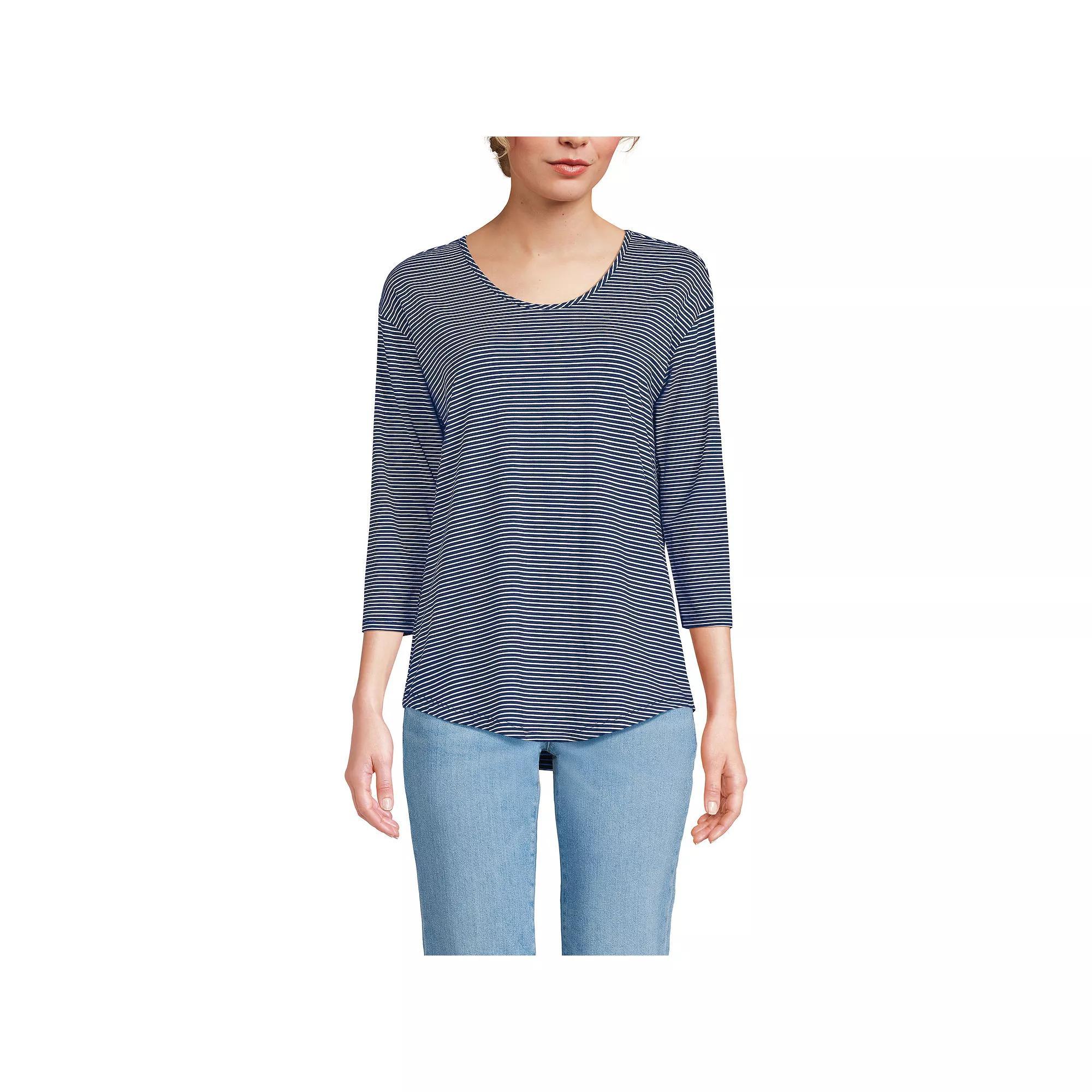 Women's Lands End Lightweight Jersey Tunic Top, Size: Medium, Black Product Image
