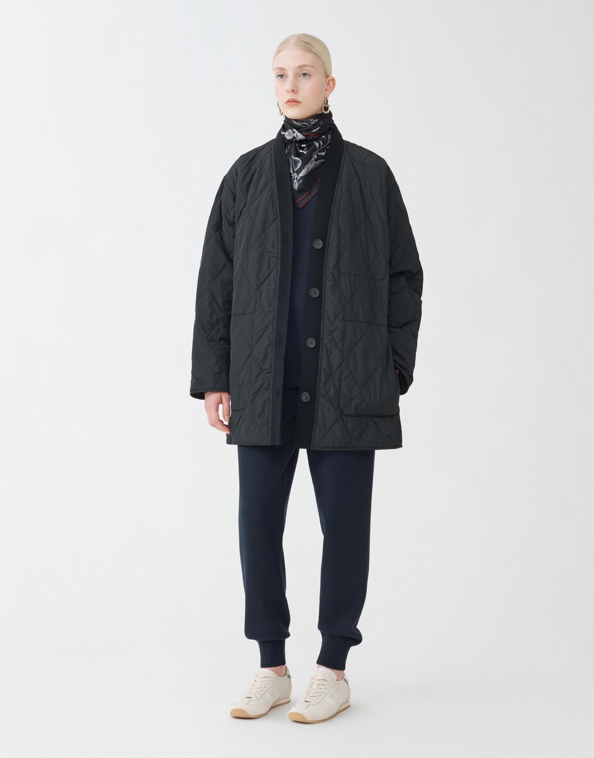 FABIANA FILIPPI Tech Taffeta Quilted Jacket With Knit Finishing In Black Product Image