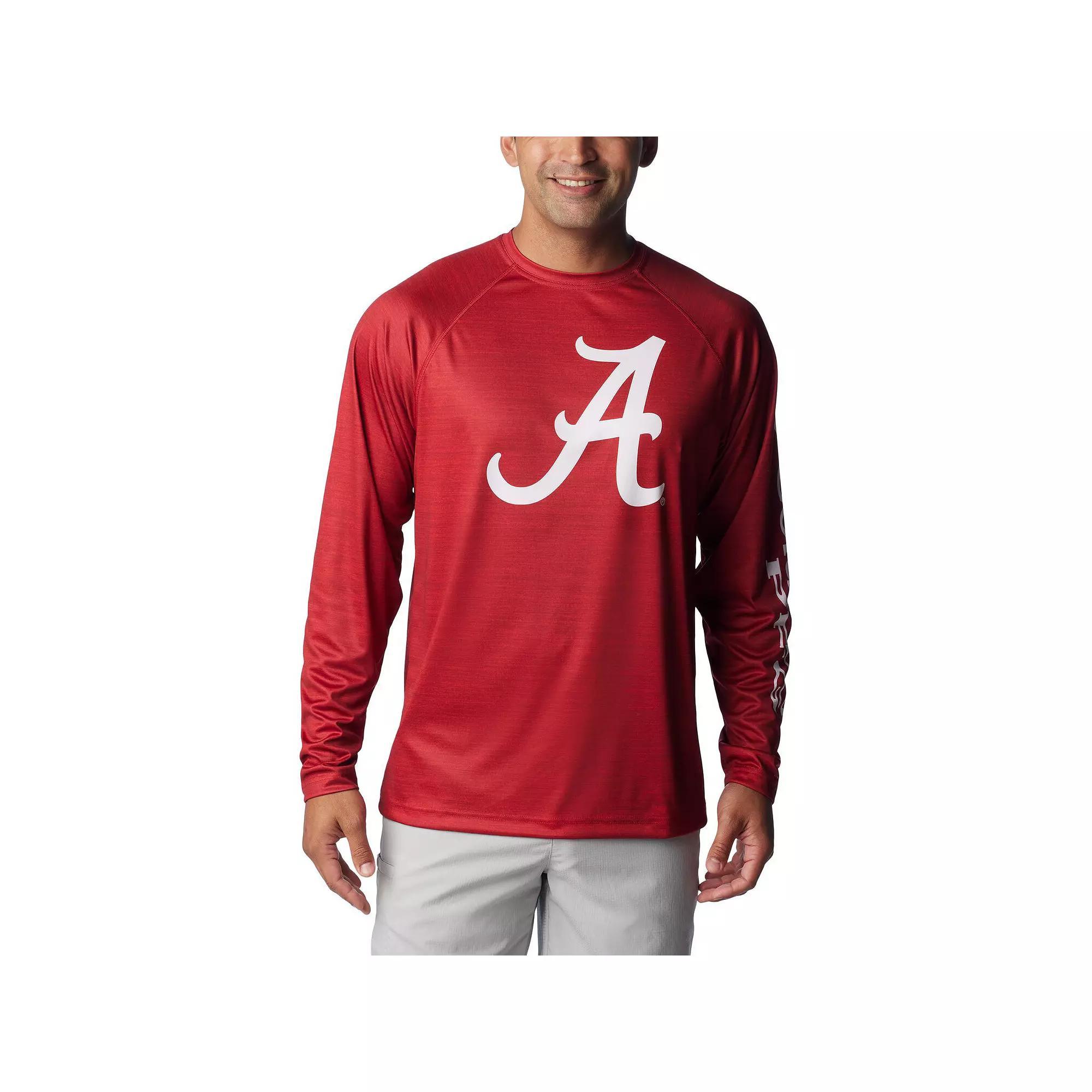 Men's Columbia  Crimson Alabama Crimson Tide PFG Terminal Tackle Omni-Shade Raglan Long Sleeve T-Shirt, Size: XL, Red Product Image