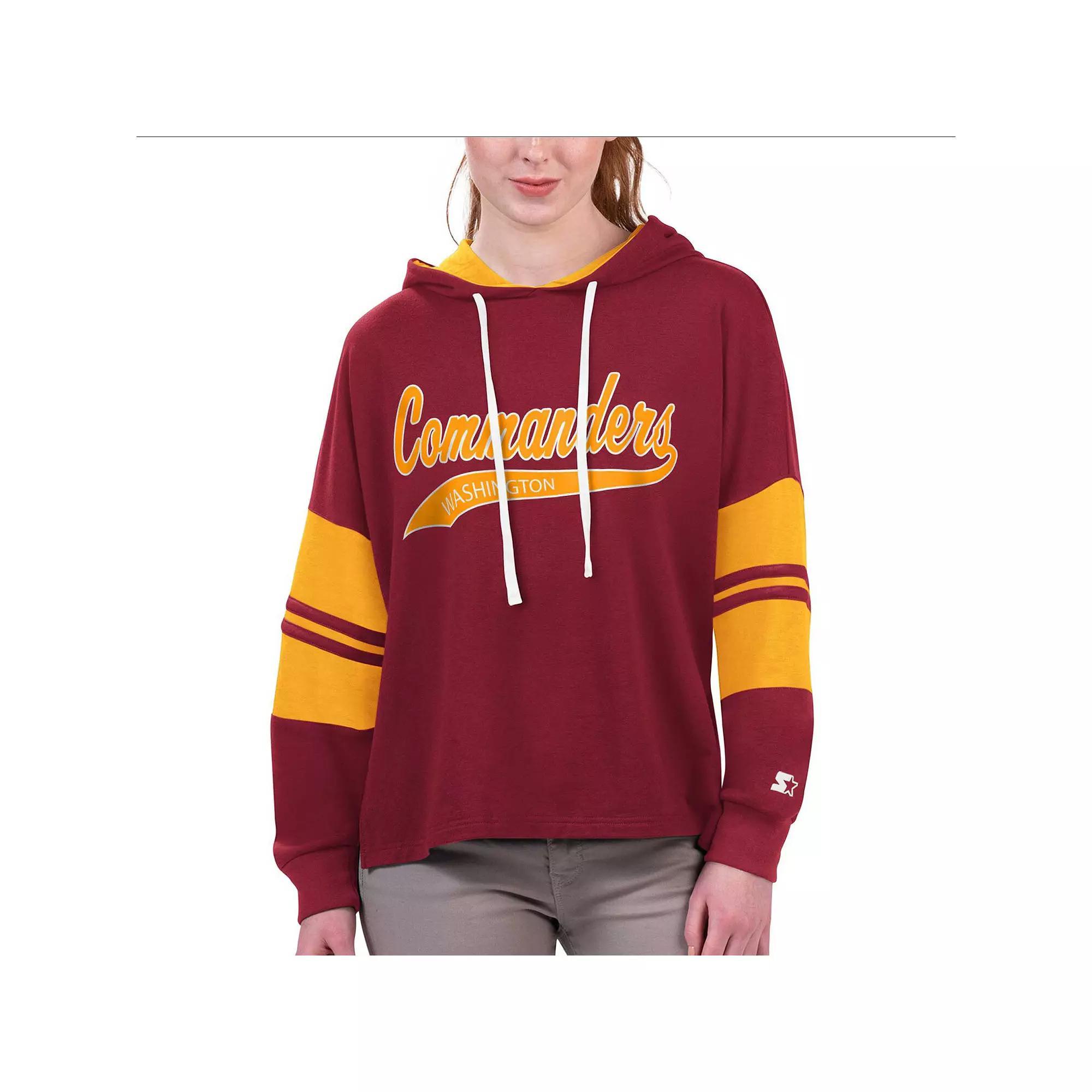 Women's Starter Burgundy Washington Commanders Bump And Run Long Sleeve Hoodie T-Shirt, Size: 2XL, Wft Med Re Product Image