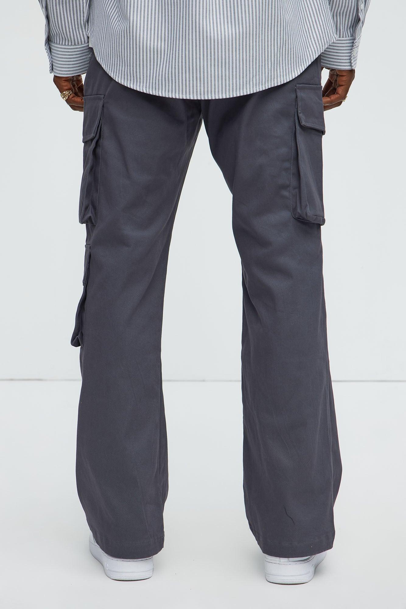 Stacked Skinny Flare 3 Way Cargo Pants - Grey Product Image