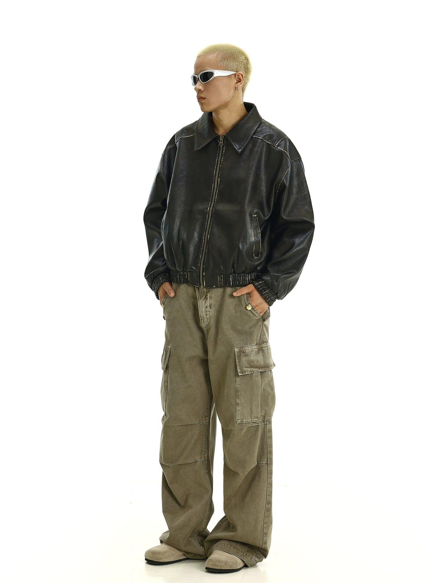 RT No. 11619 BLACK LEATHER ZIP-UP JK Product Image