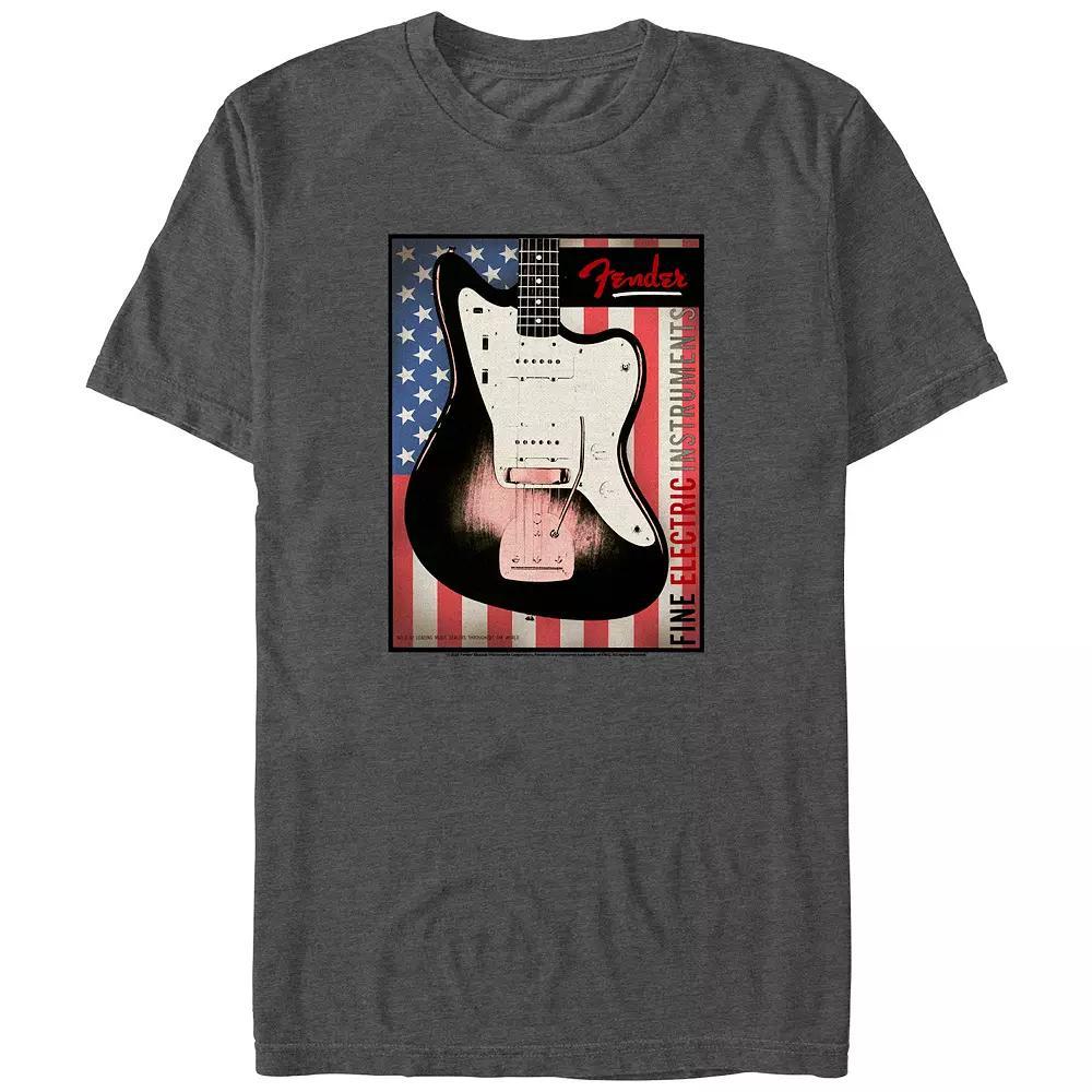 Big & Tall Fender USA Flag Poster Graphic Tee, Men's, Size: 3XL Tall, Grey Heather Product Image