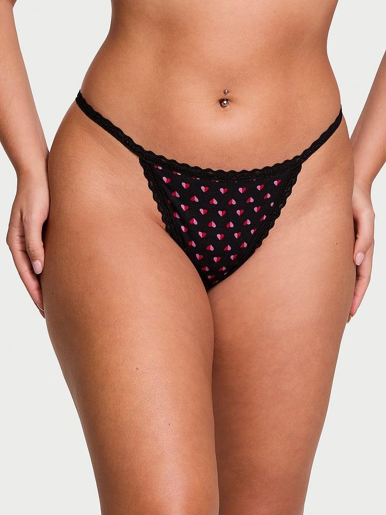Lace-Trim Cotton V-String Panty Product Image