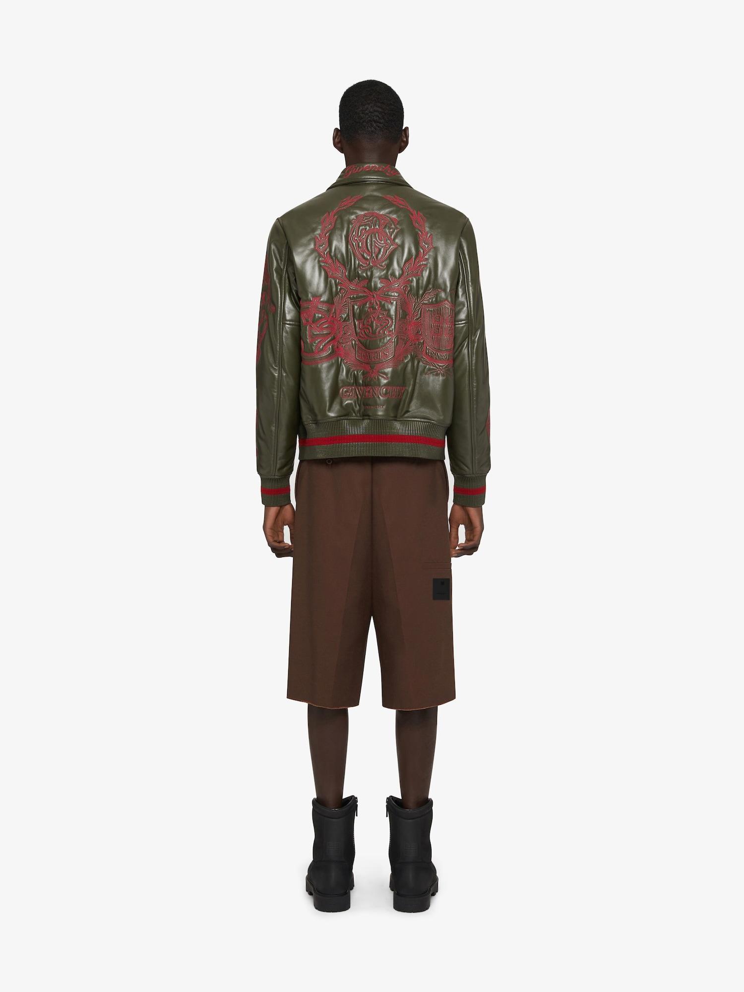 GIVENCHY Crest bomber jacket in embroidered leather Product Image