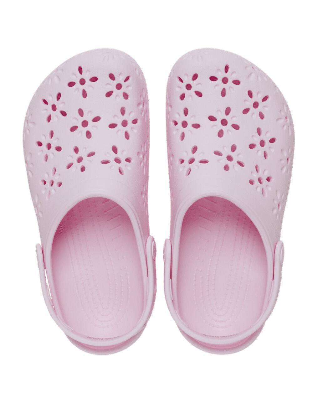 CROCS Floral Cut-Out Womens Classic Clogs - LIGHT PINK Product Image