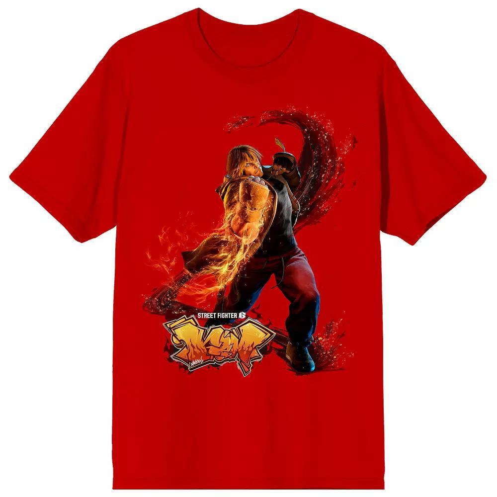 Men's Street Fighter VI Ken Tee, Size: Medium, Red Product Image