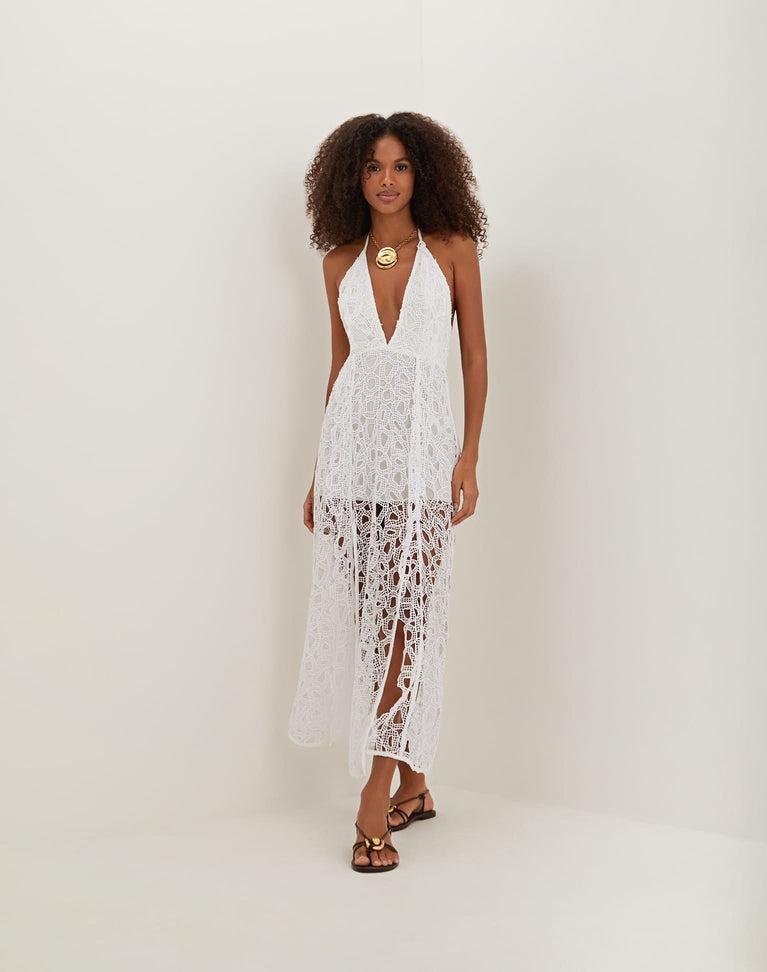 Eyelet Joelle Midi Dress - Off White Product Image