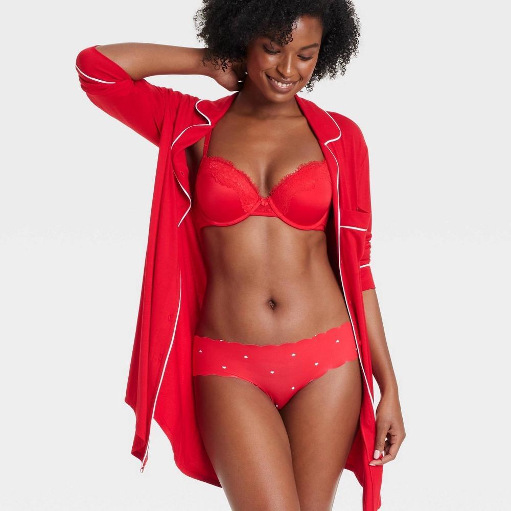 Women's Invisible Edge Cheeky Underwear with Scallop Edge - Auden™ Red M Product Image
