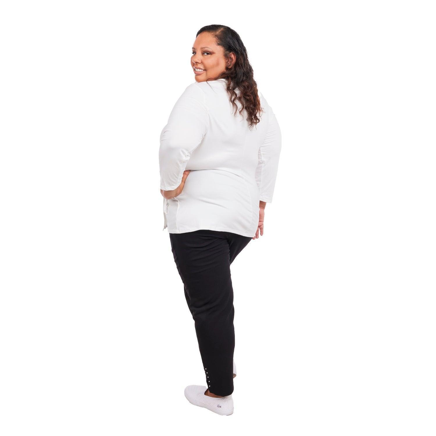 Inner Beauty Plus Solid 3/4 Sleeve Surplice Front V-Neck Top Product Image
