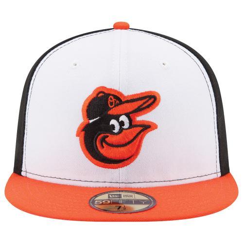 Men's New Era White/Orange Baltimore Orioles Home Authentic Collection On-Field 59FIFTY Fitted Hat, Size: 6 7/8 Product Image