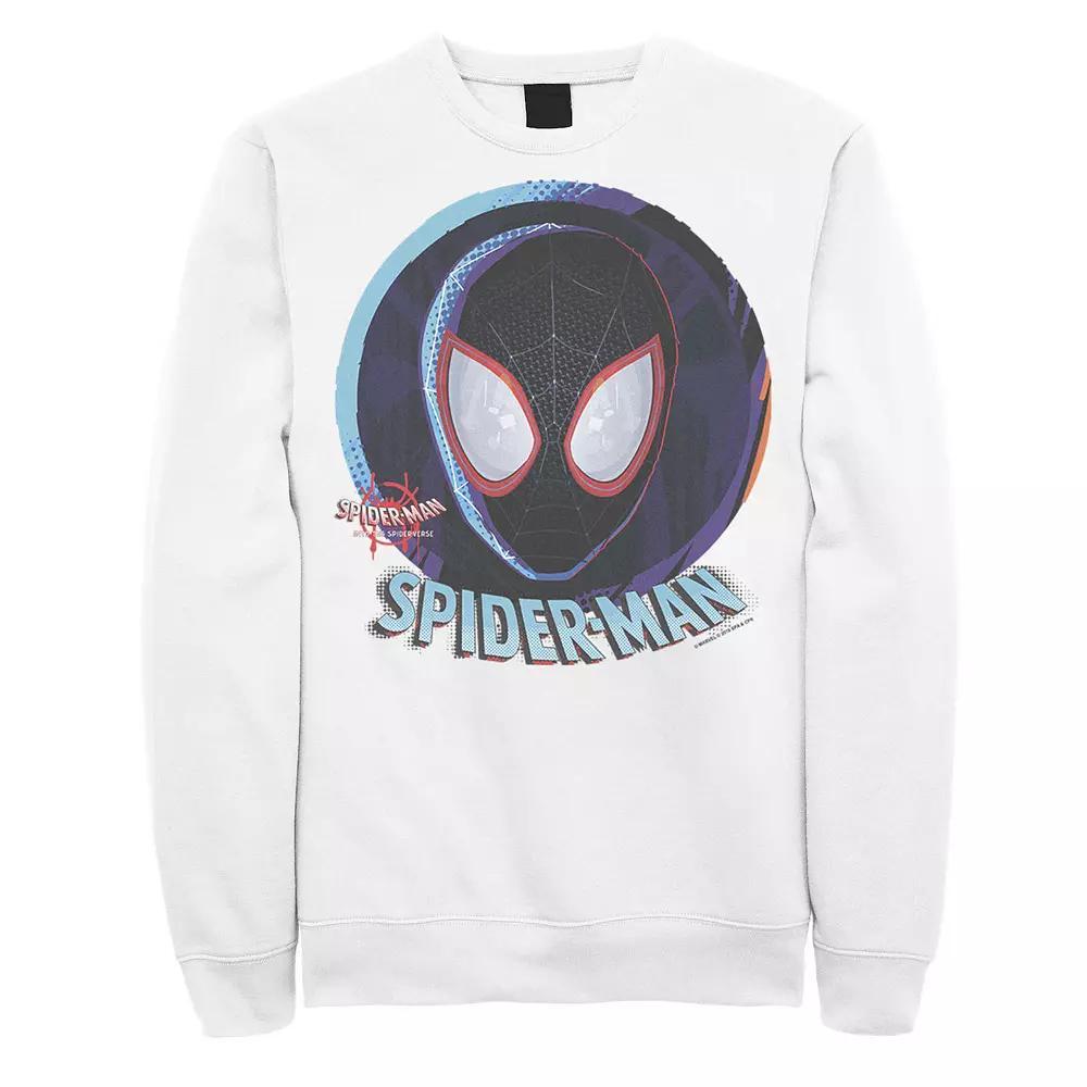 Men's Marvel Spiderverse Mask In Sphere Graphic Fleece Pullover, Size: XL, White Product Image