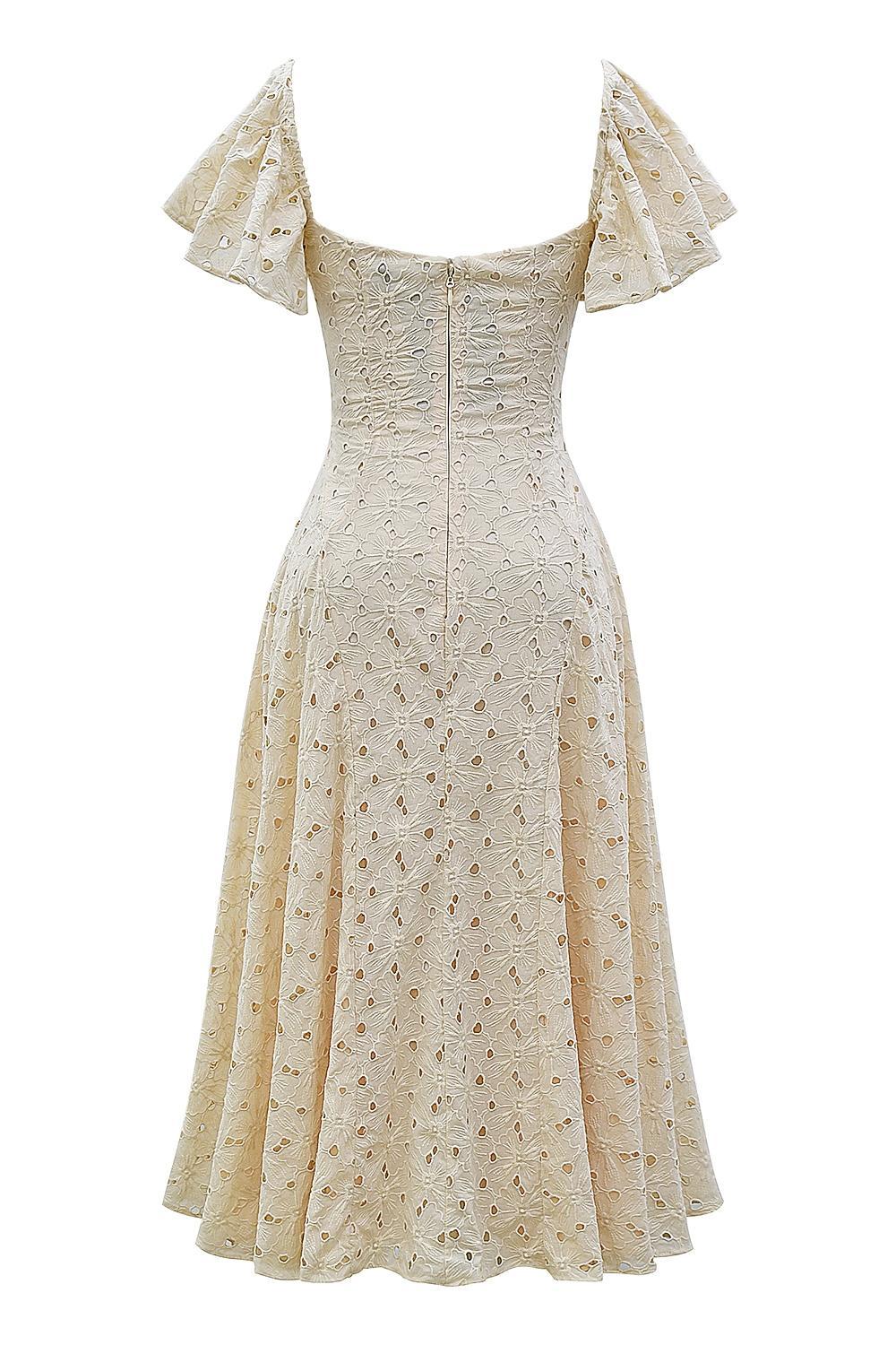 Amaya Cream Tea Broderie Anglais Midi Dress Product Image