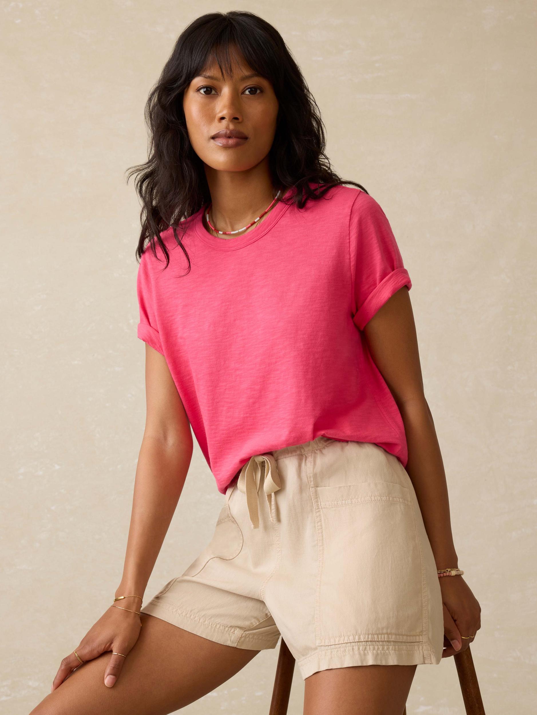 Sunwashed Regenerative Cotton Essential Tee - Pink Flambe Product Image