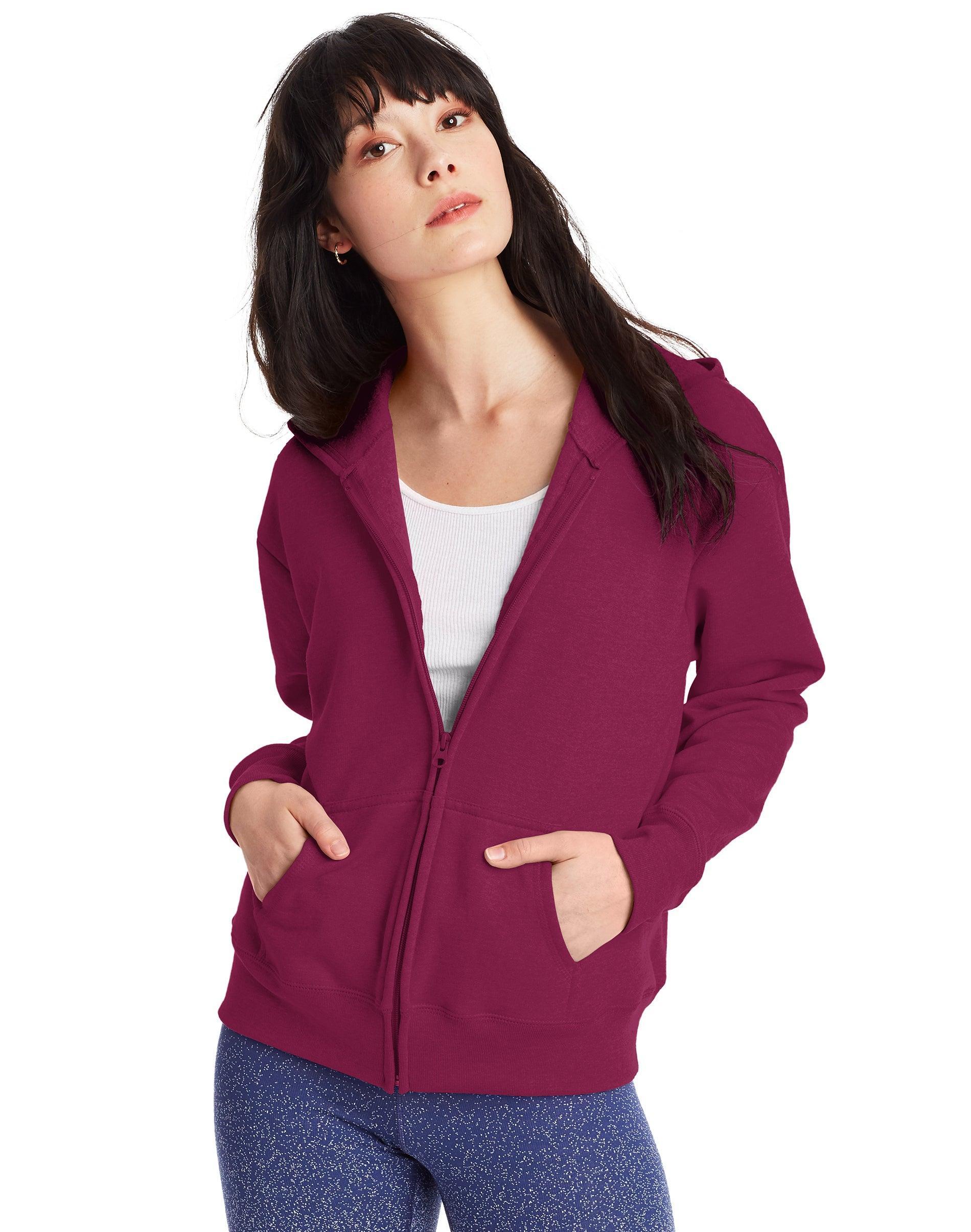 Hanes EcoSmart Womens Full-Zip Fleece Hoodie White S Product Image
