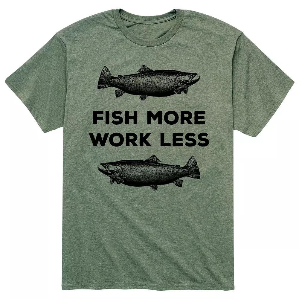 Men's Fish More Work Less Tee, Size: XXL, Green Product Image