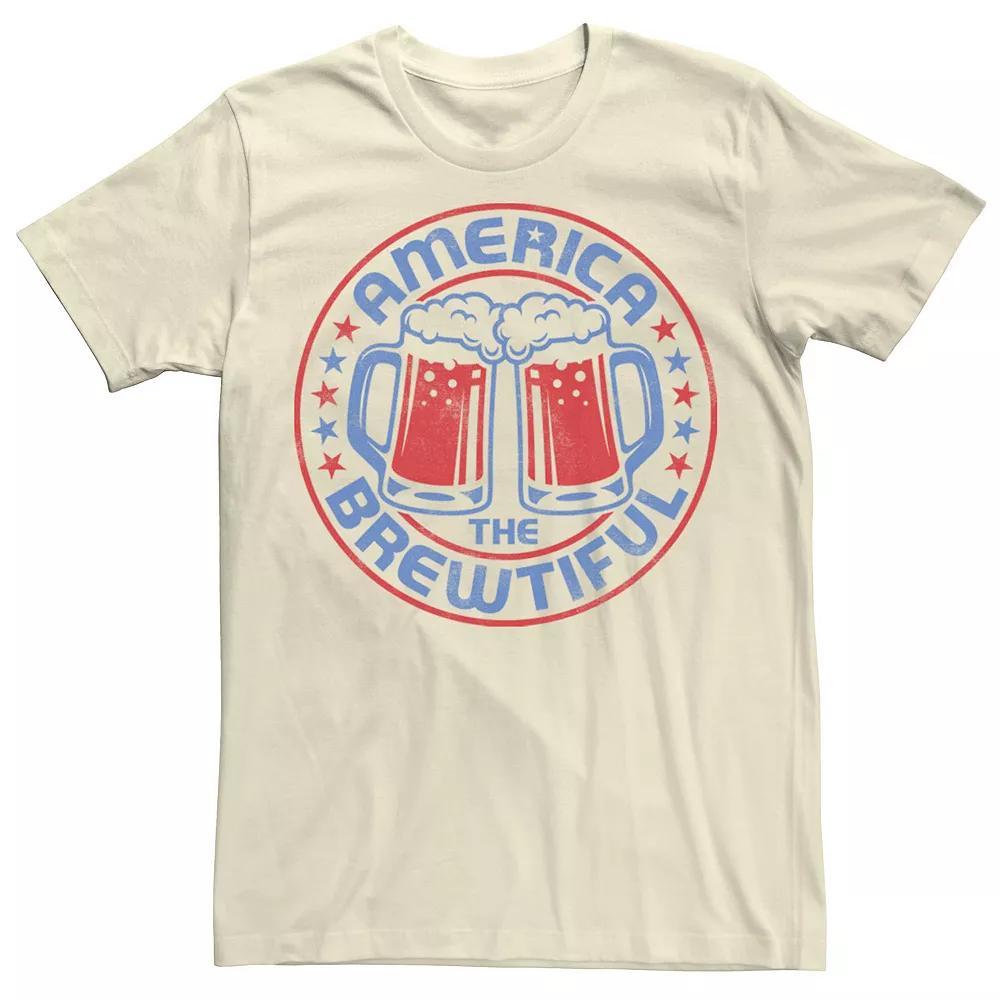 Men's "America The Brewtiful" Beer Americana Tee, Size: Medium, Natural Product Image